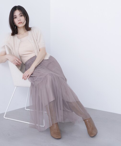 プリーツチュールスカート