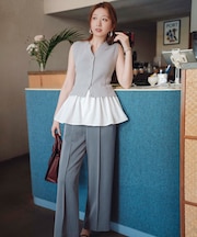 コンパクトベスト セットアップ ワイドストレートパンツ