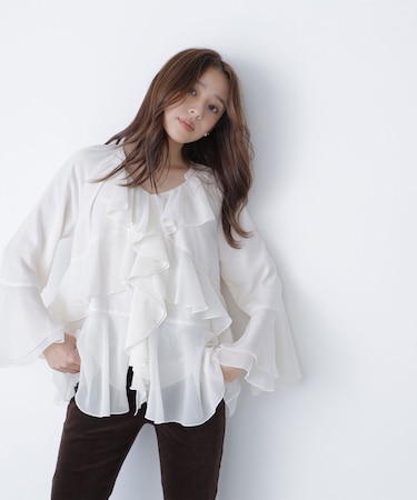 ラッフルフリルチュニックブラウス