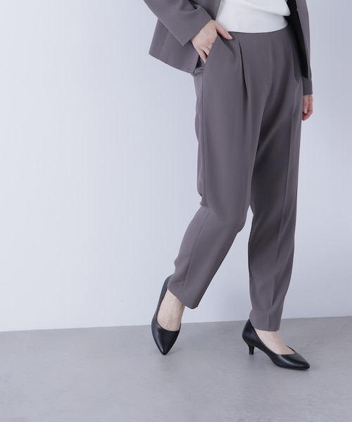 極美品 ナチュラルビューティーベーシック リネン混 パンツスーツ ストレッチ 極美品 ナチュラルビューティーベーシック リネン混 パンツ