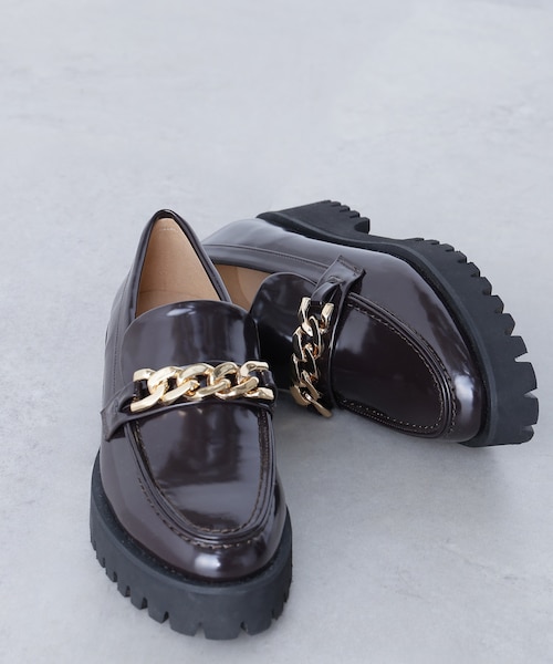 grounds ブラックローファー ボリュームソール JEWELRY LOAFER ENAMEL BLACK / BLACK (ジュエリー ローファー