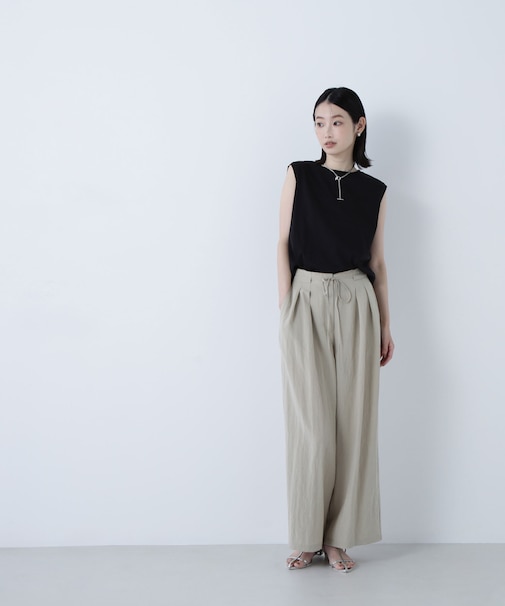 リボンベルトリラクシータックパンツ