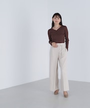 ハイウエストラップワイドパンツ