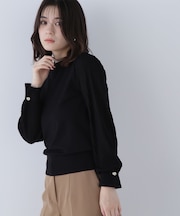 プリーツスリーブノットボタンニット