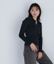 襟付コンパクトリブニット