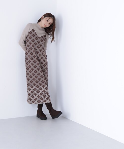 チェックニットキャミワンピースセット｜ナチュラルビューティー