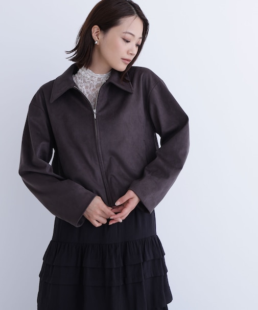 ステンカラーフェイクスエードブルゾン