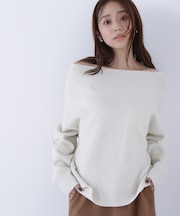 オフショルボクシーラメニット