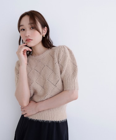 シャギーアイレットニット