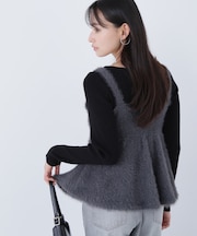 ヘアリーペプラムキャミセットニット