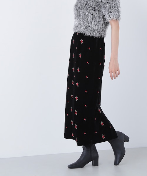 DRIES VAN NOTEN フラワープリントベロアスカート ブランド雑貨総合 DRIES VAN NOTEN フラワープリントベロア