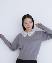 レースカラーフォルムニット