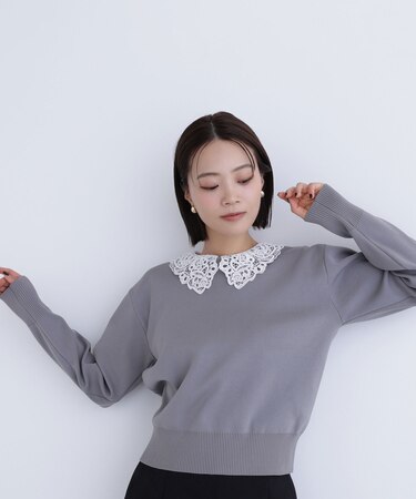 レースカラーフォルムニット