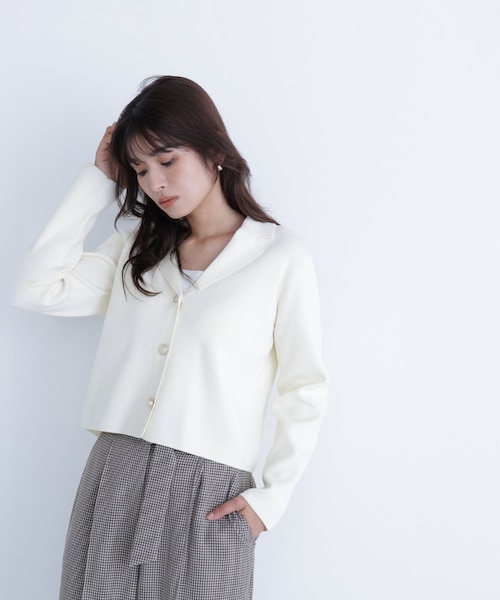 襟付きメタルボタンニットジャケット｜ナチュラルビューティー