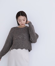 スカラップクロップドニット