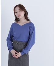 総針ベーシックシリーズ ニュアンスVネックニット