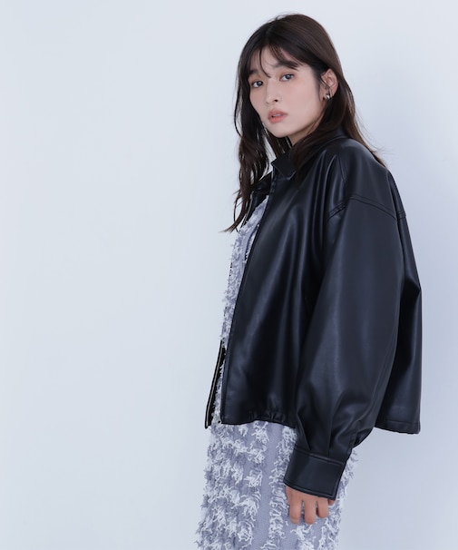 フェイクレザードロストブルゾン