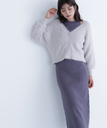 シャギーカーデセットニットワンピース