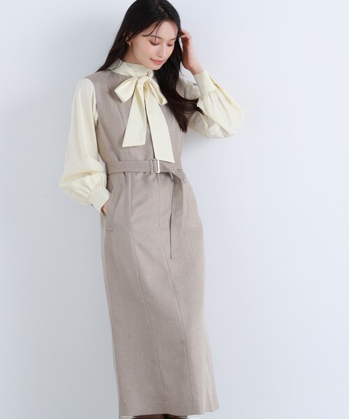 ナチュラルビューティーベーシック キーネックベルテッドジャンスカ キーネックベルテッドジャンスカ｜ナチュラルビューティーベーシックの