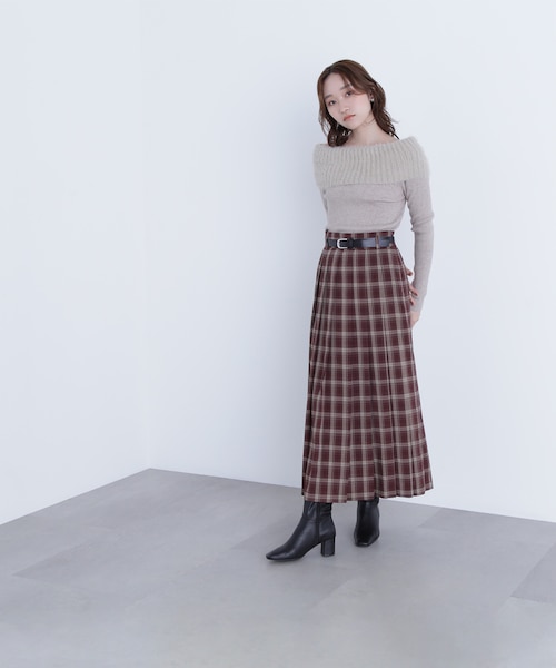 ナチュラルビューティーベーシック（NATURAL BEAUTY BASIC）/ベルテッドチェックプリーツスカート ベルテッドチェックプリーツスカート｜ナチュラルビューティー