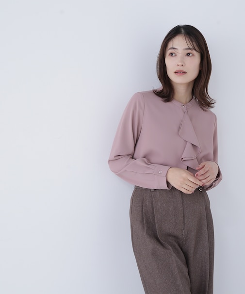 ダブルラッフルボウブラウス