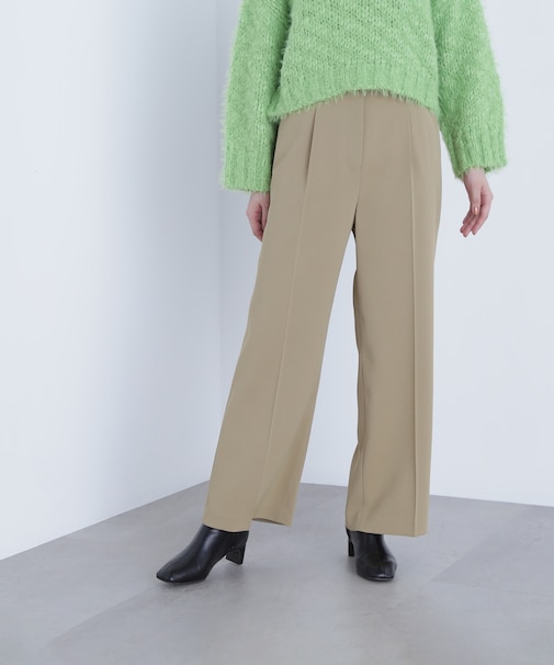 メタルディティールタックワイドパンツ