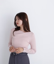 ニュアンスネックリブニット