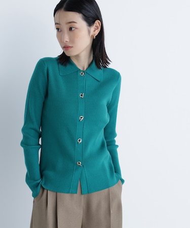 ハトメボタンポロカラーニット