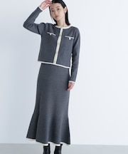 バイカラーニットジャケット＆スカート