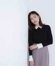 襟付ベーシックリブニット