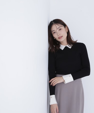 襟付ベーシックリブニット