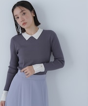 襟付ベーシックリブニット