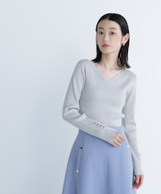 ニュアンスネックラメリブニット