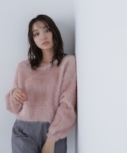 ヘアリーラメニットシリーズ Vネックニット