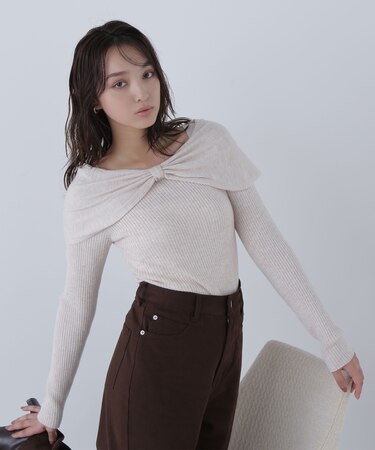 フロントリボンニット
