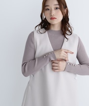 ハートボタンカフスニット