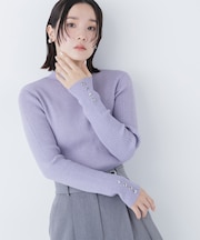 ハートボタンカフスニット