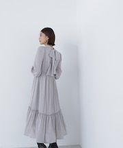 バックリボンジャガードワンピース
