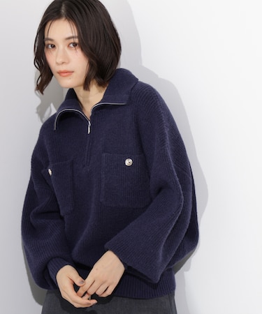 〈N.〉ハーフジップオーバーニット