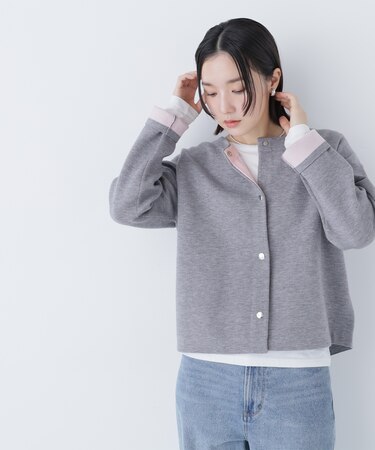 バイカラー接結カーディガン