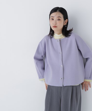 バイカラー接結カーディガン