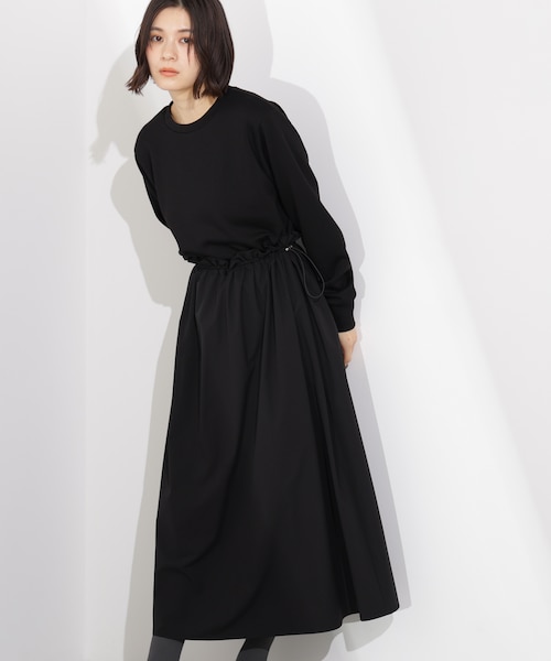 超美品★ ドロストドッキングワンピース　黒　F ドロストドッキングワンピース｜ナチュラルビューティーベーシックの