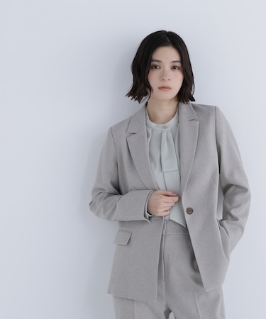 メランジシャークスキン SETUP テーラードジャケット