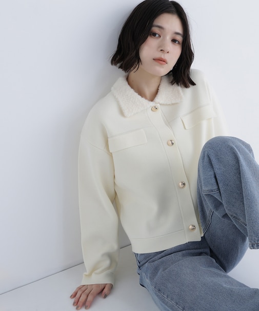 ループカラーニットジャケット