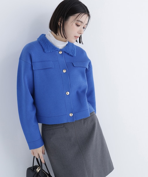 ループカラーニットジャケット