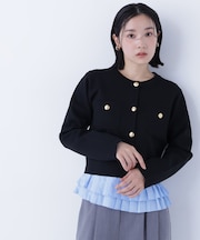 エンブレムボタンニットジャケット