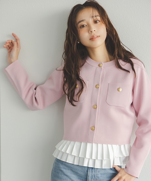 エンブレムボタンニットジャケット｜ナチュラルビューティーベーシック