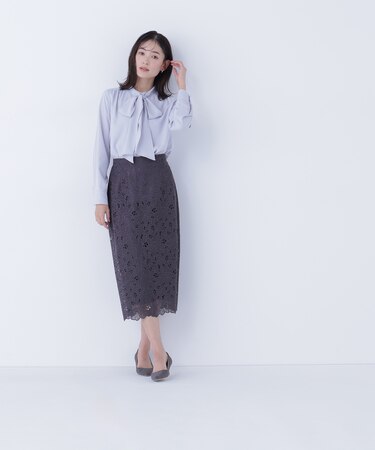 フラワーレースタイトスカート