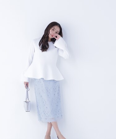 フラワーレースタイトスカート