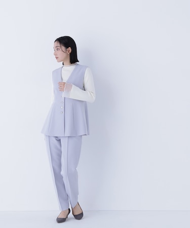 フロントボタンペプラムジレ SETUP テーパードパンツ